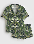 Lily of the Valley Pajama Set Women Botanical Floral Vintage Lounge Sleepwear Garden Outfit