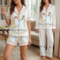 Mahjong Girls Pajama Set Dog Mahjong Party Print Loungewear Gift