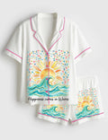 Sun Wave Pajama Set Coastal Beach Loungewear Summer Quote Sleepwear