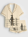 Western Cowboy Pajama Set Ranch Cowgirl Sleepwear Vintage Loungewear Women
