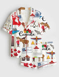 Canada Pajamas Women Travel Theme Maple Leaf Print Gift Lounge Outfit