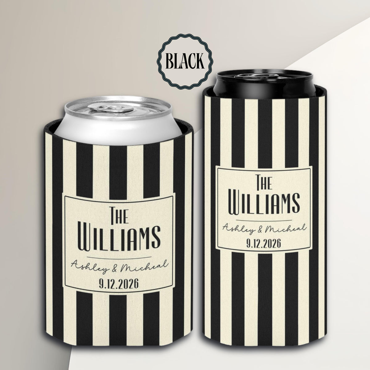 Personalized Wedding Can Coolers, Custom Monogrammed Can Coolers, Custom Can Coolers, Custom Wedding Favors, Party Favors (CZ526)