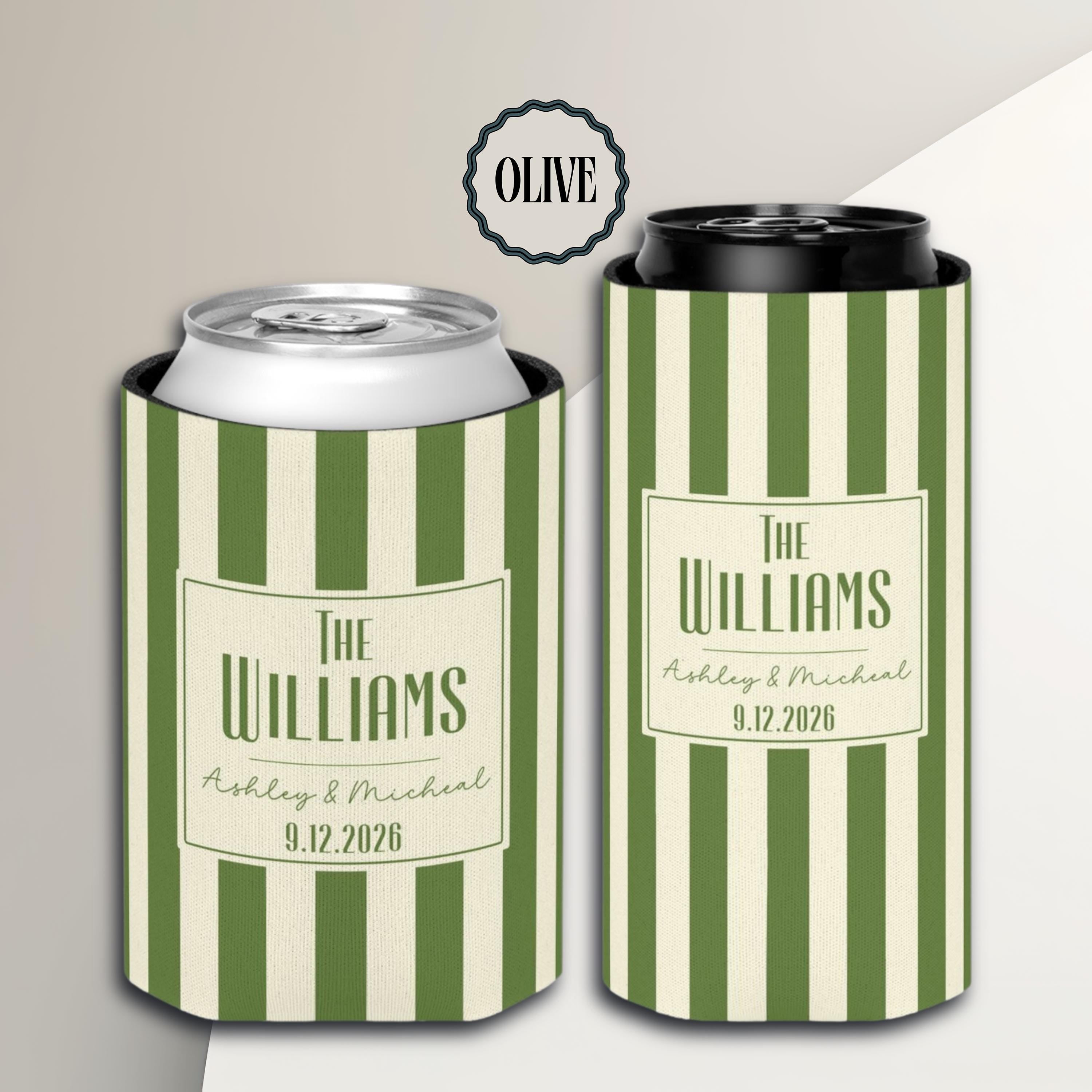 Personalized Wedding Can Coolers, Custom Monogrammed Can Coolers, Custom Can Coolers, Custom Wedding Favors, Party Favors (CZ526)