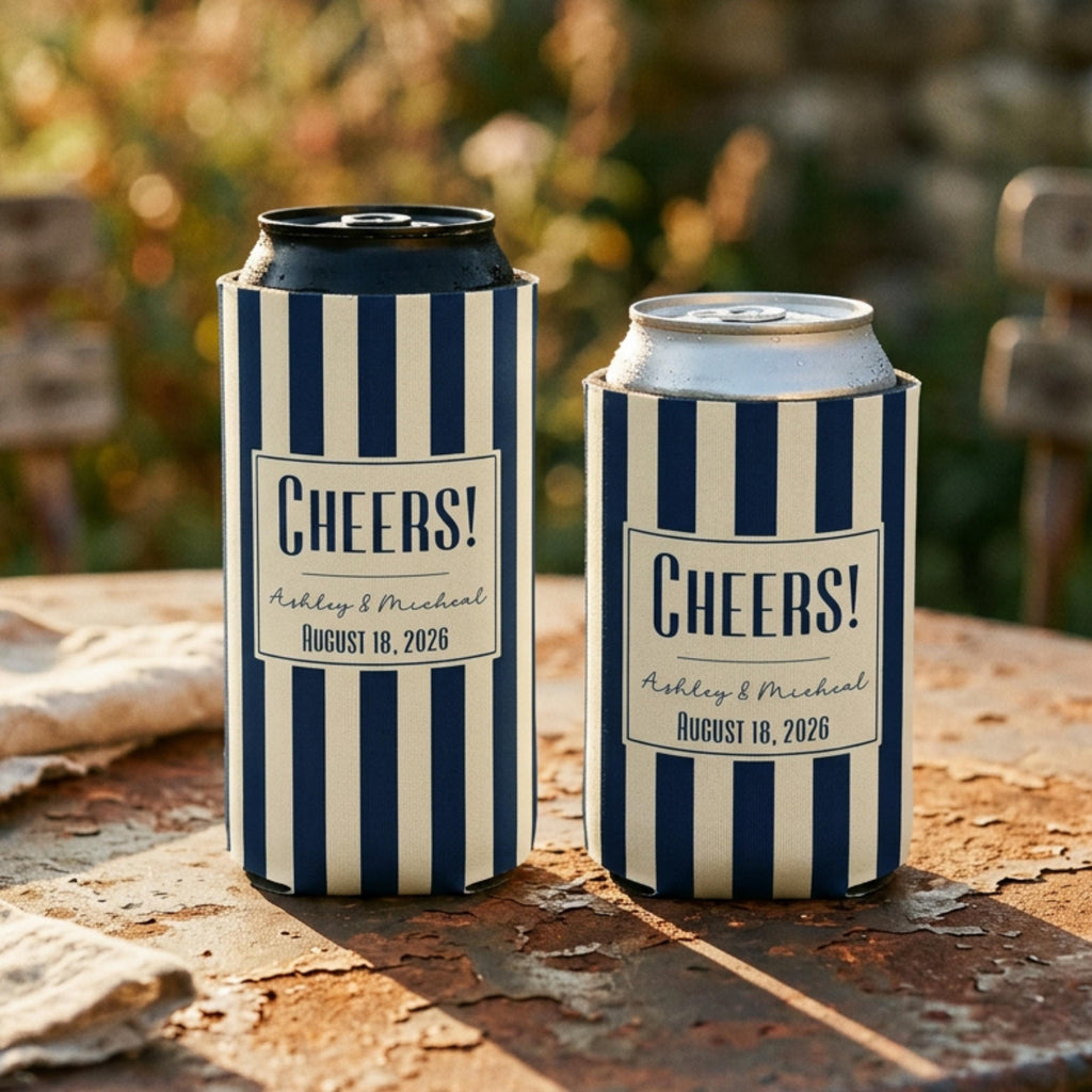 Personalized Wedding Can Coolers, Custom Monogrammed Can Coolers, Custom Can Coolers, Custom Wedding Favors, Party Favors (CZ526)