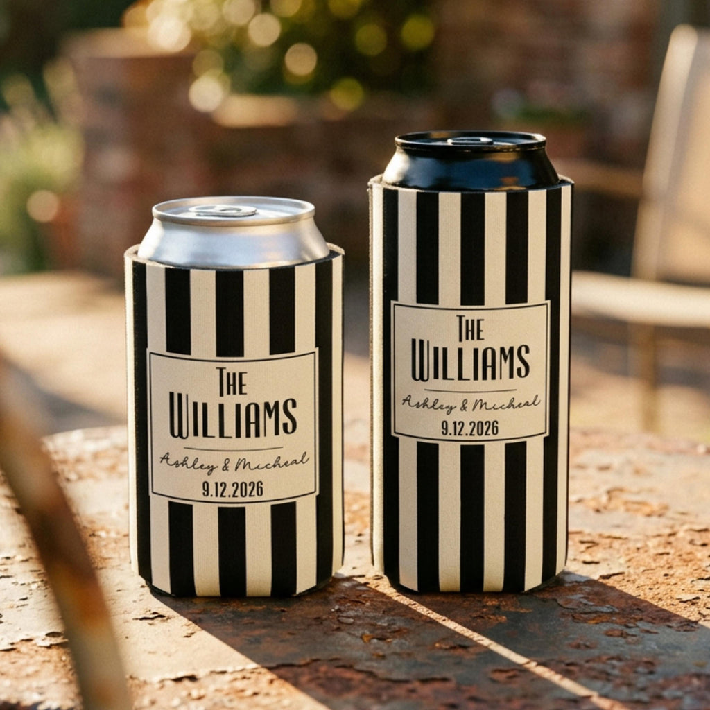 Personalized Wedding Can Coolers, Custom Monogrammed Can Coolers, Custom Can Coolers, Custom Wedding Favors, Party Favors (CZ526)