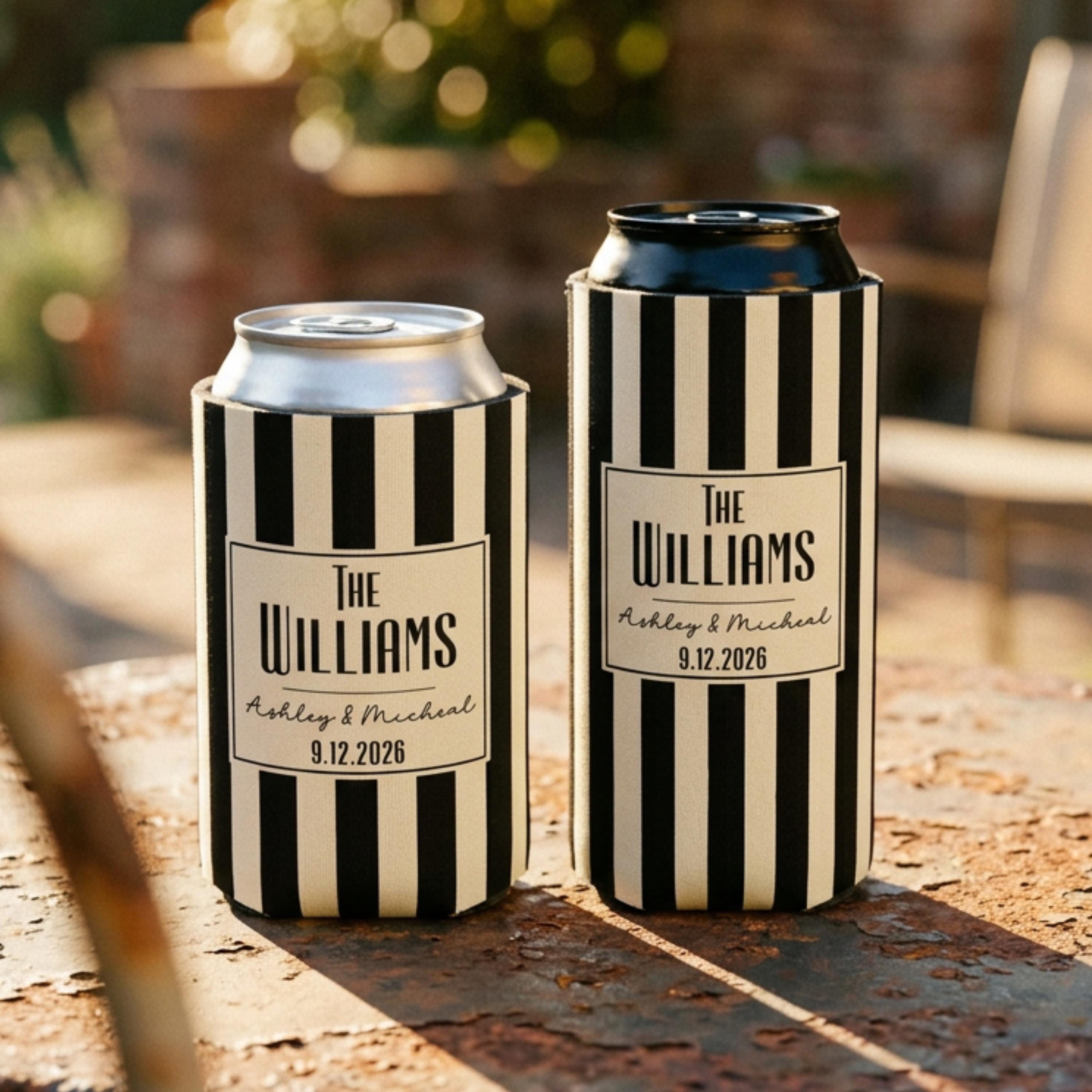 Personalized Wedding Can Coolers, Custom Monogrammed Can Coolers, Custom Can Coolers, Custom Wedding Favors, Party Favors (CZ526)