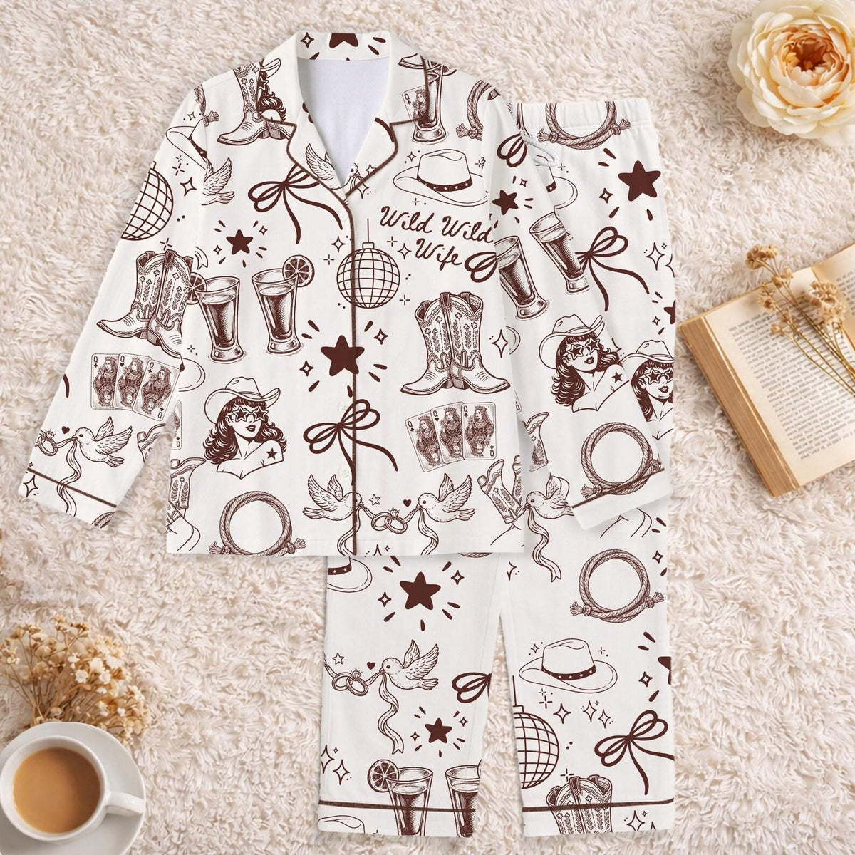 Cowgirl Pajamas – Wild Wife Western Sleepwear – Nashville Bachelorette Party Gift