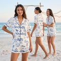 Coastal Bachelorette Pajama Set, Seashell Bridal Sleepwear, Beach Wedding Loungewear, Bridesmaid Pajama Gift