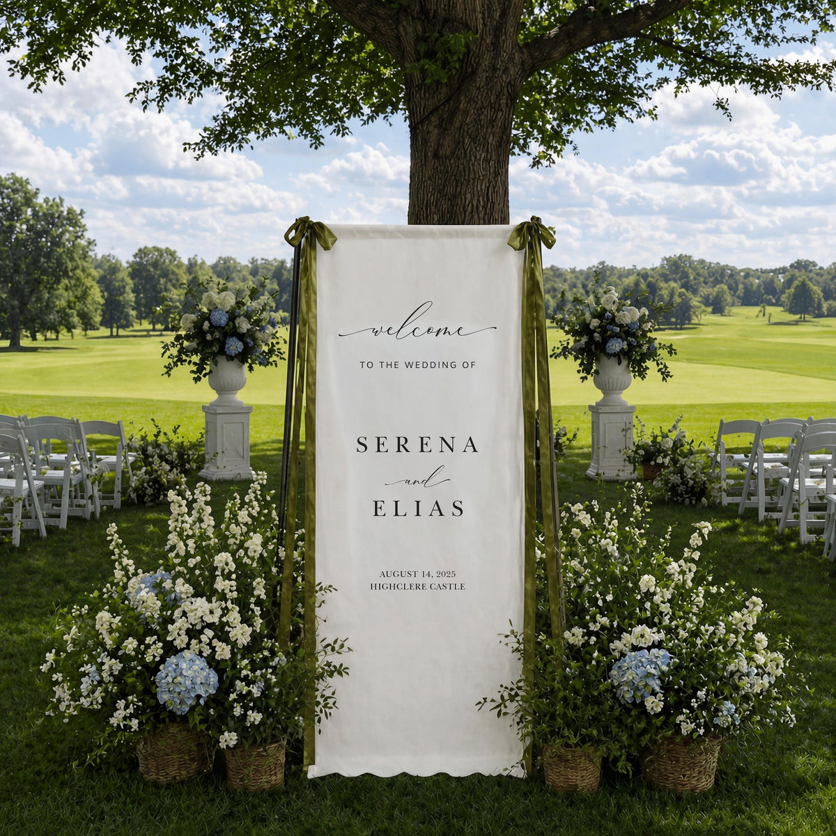 Custom Fabric Welcome Banner, Personalized Cotton Linen Wedding Sign, Printed Event Backdrop, Bridal Shower Party Decor