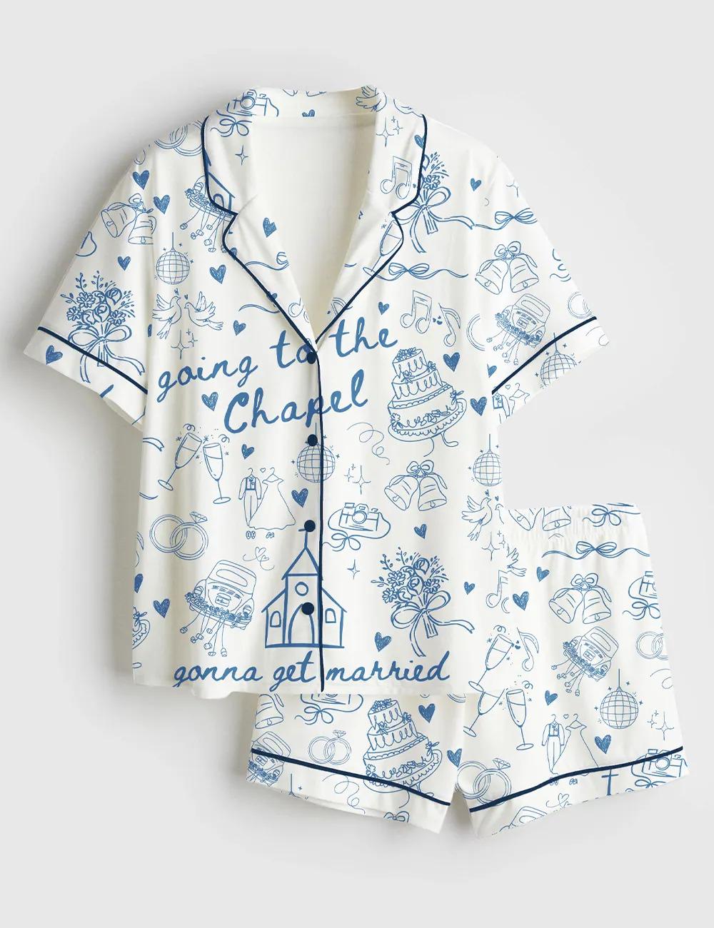 Est 2026 Going To The Chapel Satin Pajamas, Wedding Day Bridal Party Pjs, Silky Bride Sleepwear, Wife Future Mrs Lounge Set, Wedding Gift