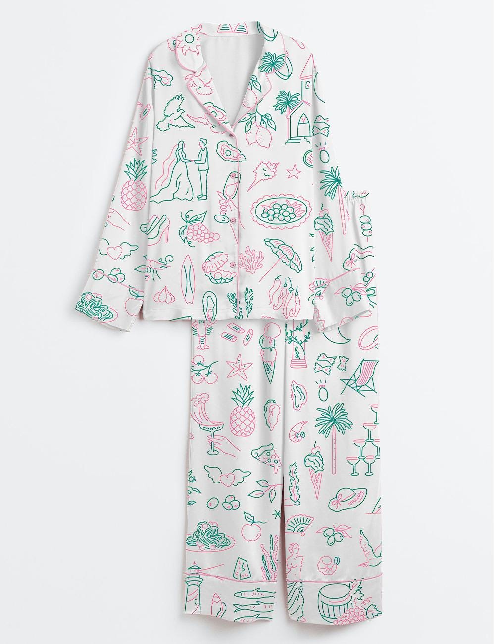Coastal Wedding Satin Pajamas, Silky Bridal Party Pjs, Beach Bride Sleepwear, Short Sleeve Future Mrs Lounge Set, Tropical Wedding Gift