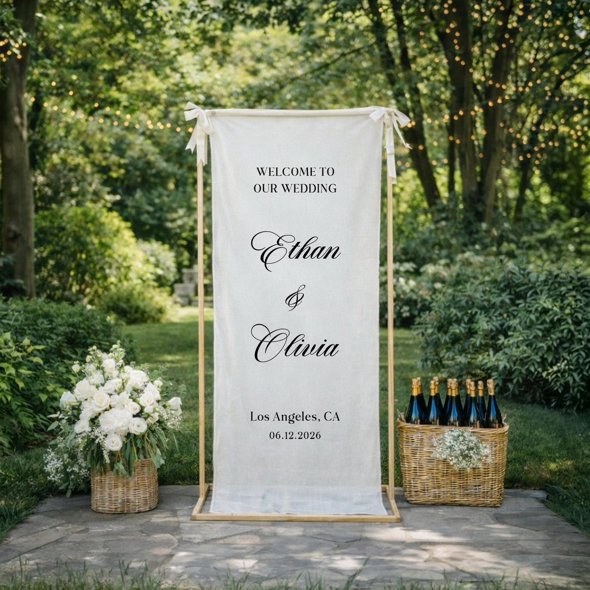 Personalized Wedding Welcome Banner, Elegant Ceremony Backdrop Banner, Reception Entrance Decor
