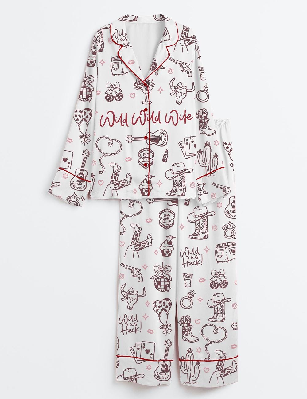 Wild Wife Pajama Set, Bachelorette PJs, Western Bride Cowgirl Sleepwear