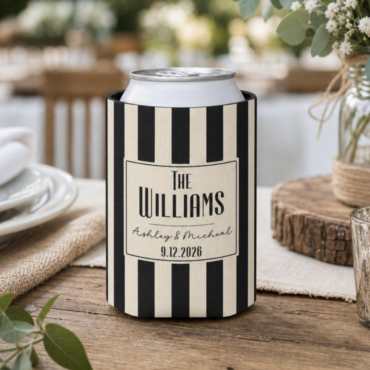 Personalized Wedding Can Coolers, Custom Monogrammed Can Coolers, Custom Can Coolers, Custom Wedding Favors, Party Favors (CZ526)