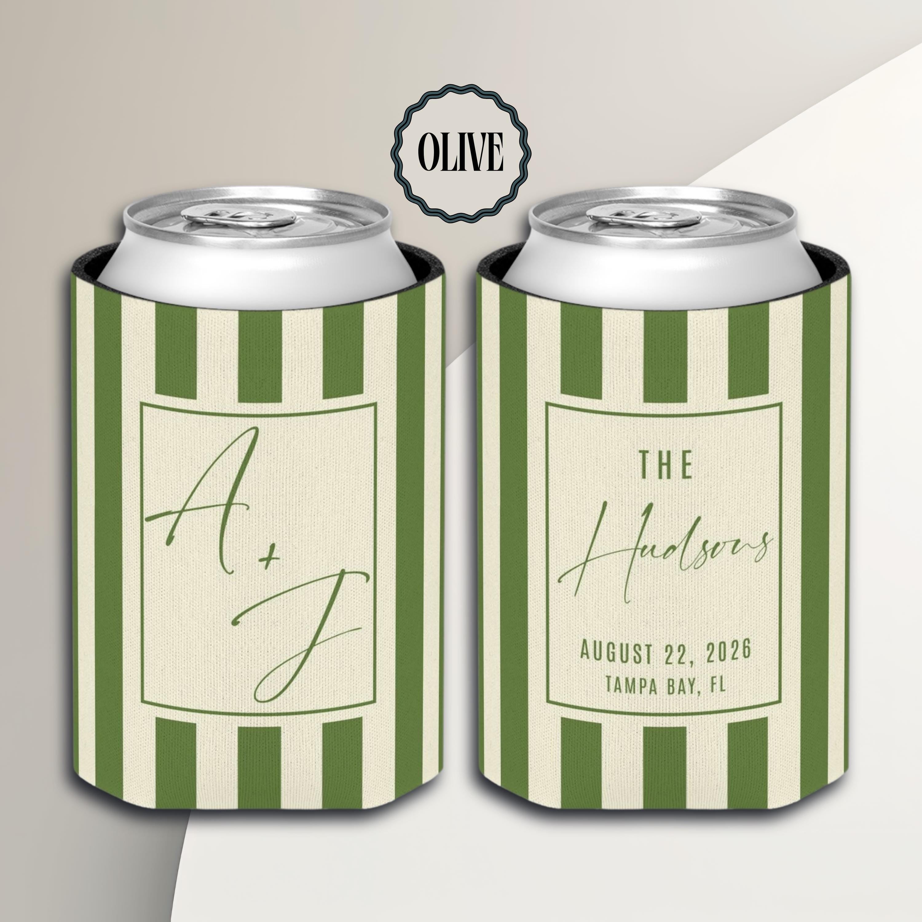 Personalized Wedding Can Coolers, Custom Monogrammed Can Coolers, Custom Can Coolers, Custom Wedding Favors, Party Favors (CZ530)