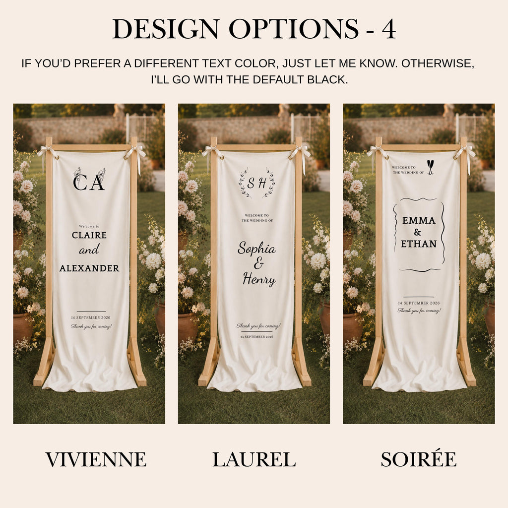 Custom Wedding Entrance Banner with Wooden Stand