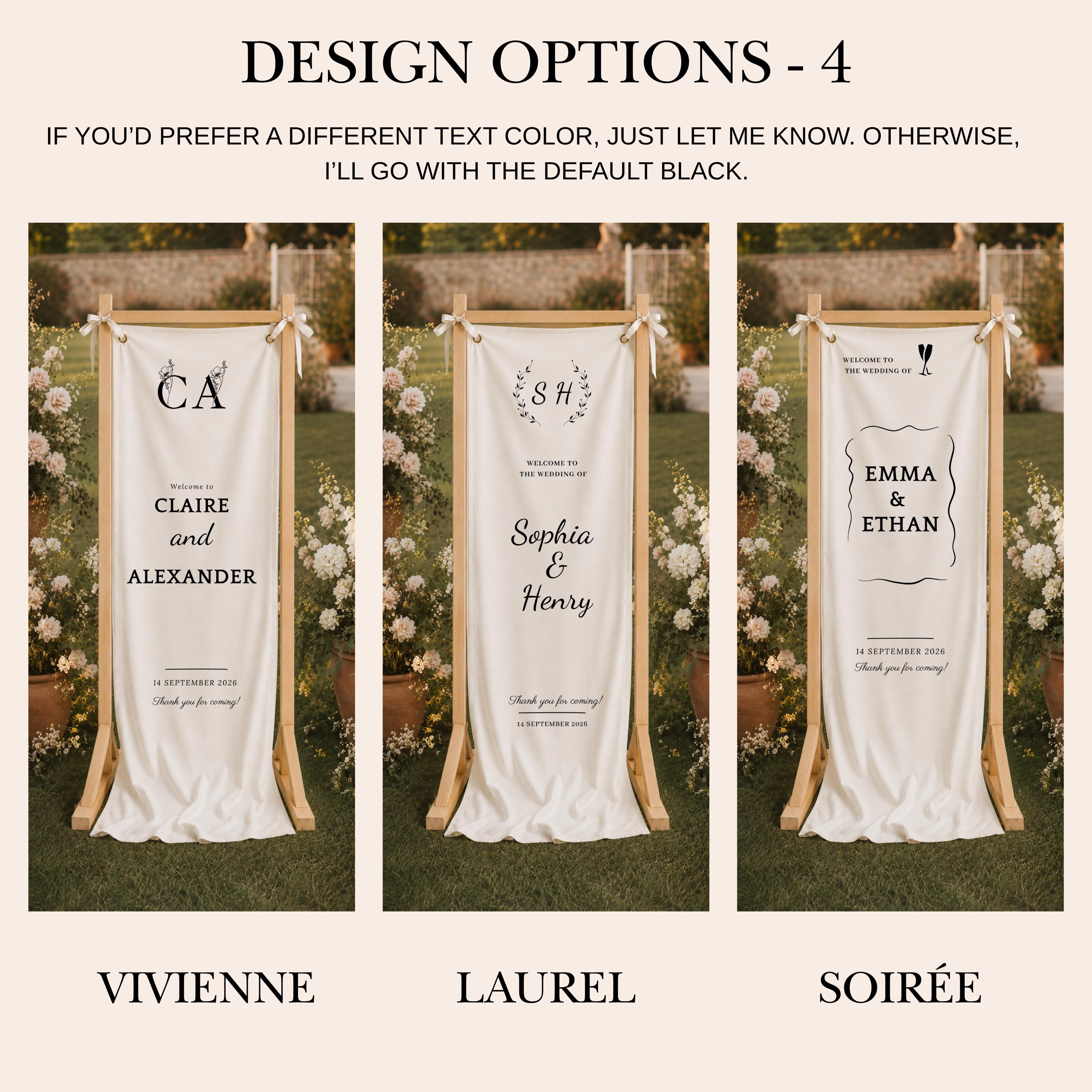 Custom Wedding Entrance Banner with Wooden Stand