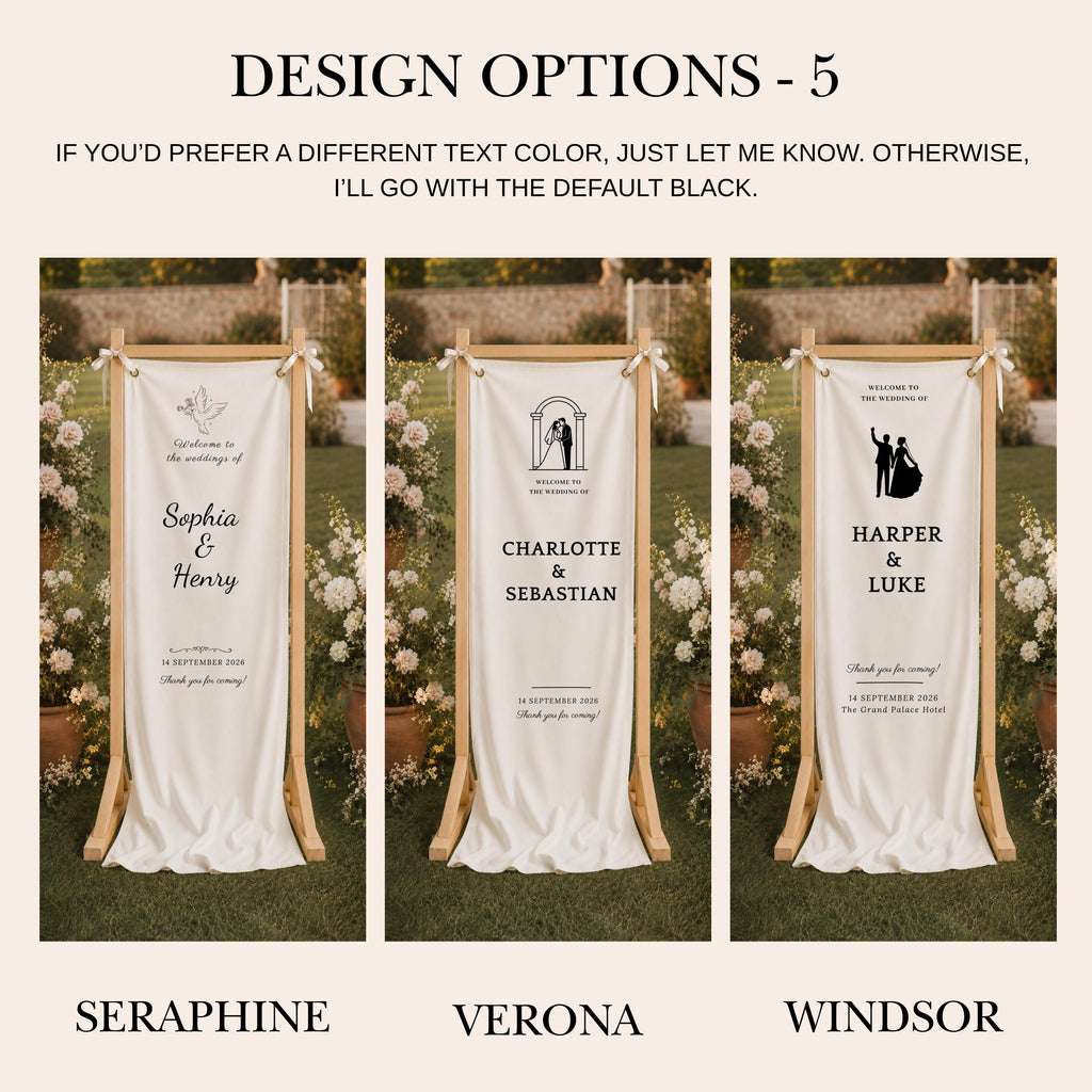 Custom Wedding Entrance Banner with Wooden Stand