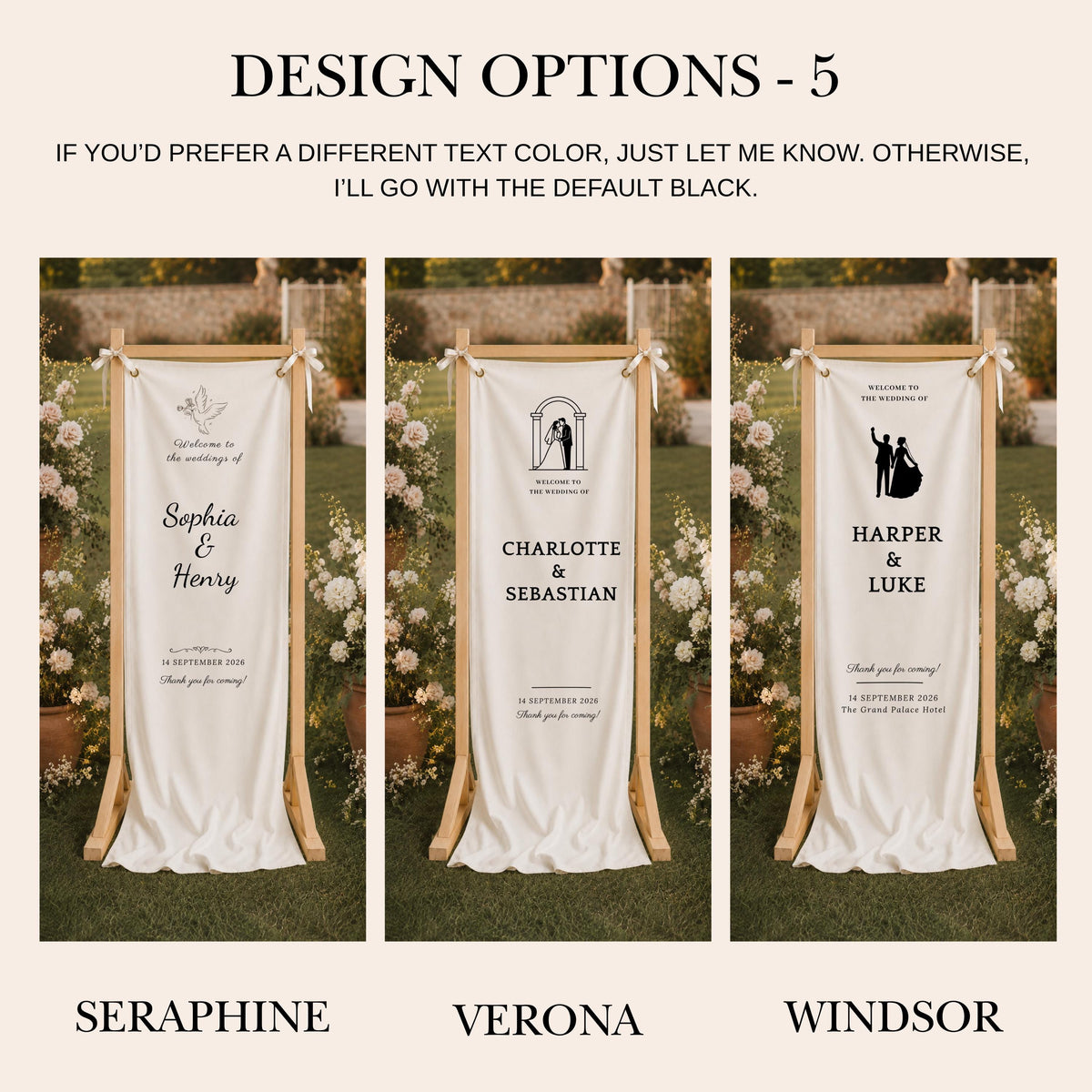 Custom Wedding Entrance Banner with Wooden Stand