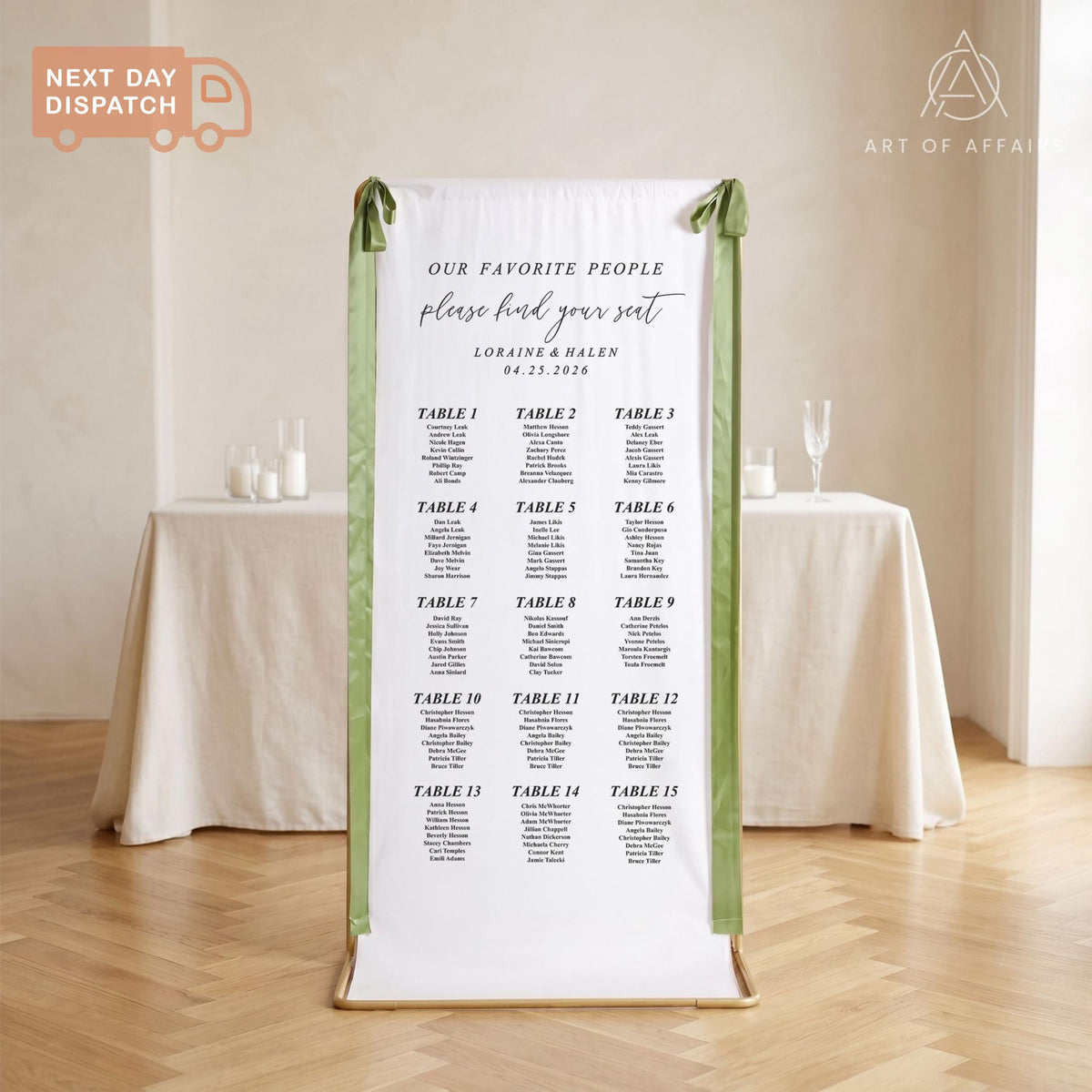 Fabric Wedding Welcome Sign - Linen Welcome Sign - Wedding Banner - Modern Linen Wedding Sign with ribbons and stand.