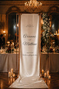 Custom Satin Wedding Welcome Sign, Personalized Ceremony Banner, Modern Fabric Reception Decor, Minimalist