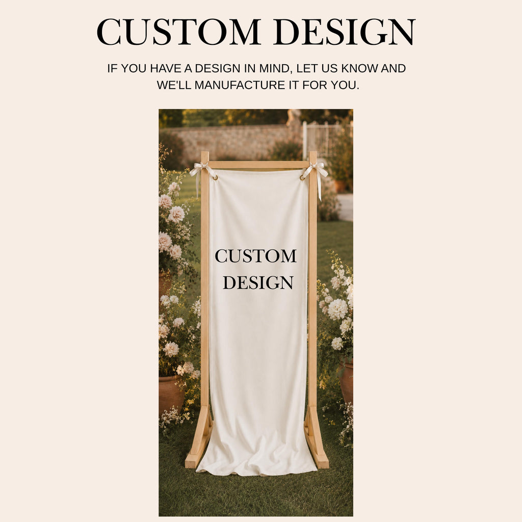 Custom Wedding Entrance Banner with Wooden Stand