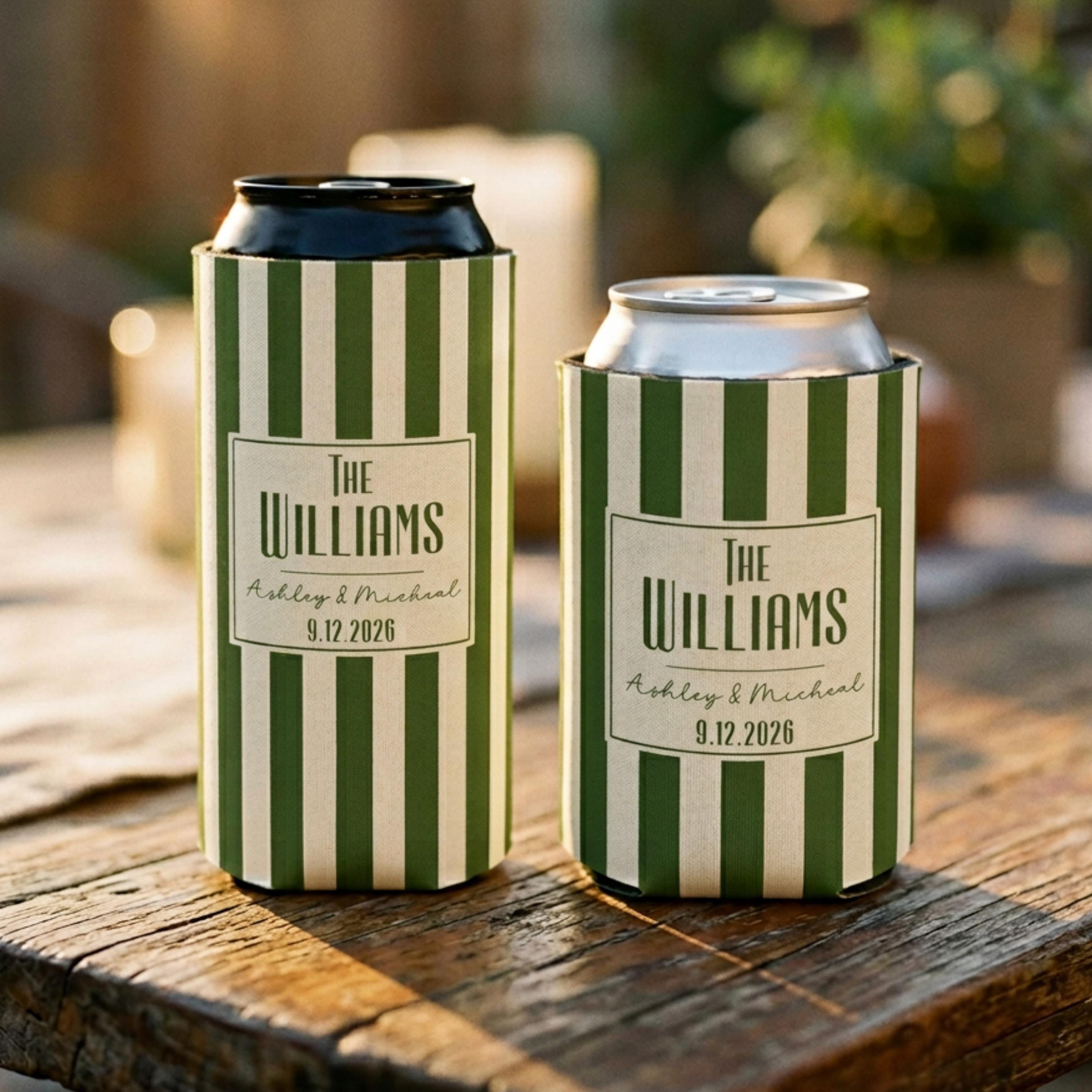 Personalized Wedding Can Coolers, Custom Monogrammed Can Coolers, Custom Can Coolers, Custom Wedding Favors, Party Favors (CZ526)