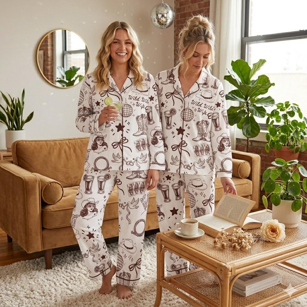 Cowgirl Pajamas – Wild Wife Western Sleepwear – Nashville Bachelorette Party Gift