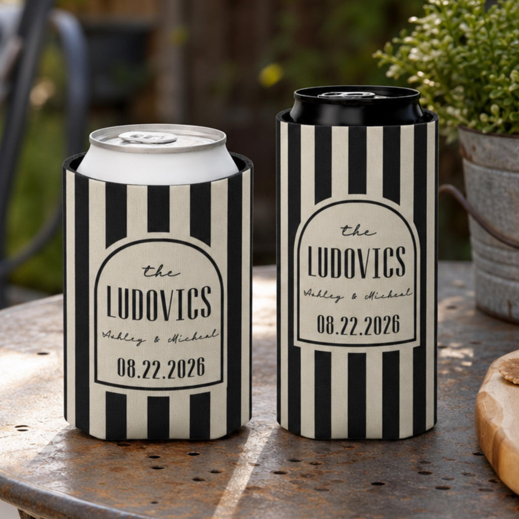 Personalized Wedding Can Coolers, Custom Monogrammed Can Coolers, Custom Can Coolers, Custom Wedding Favors, Party Favors (CZ513)