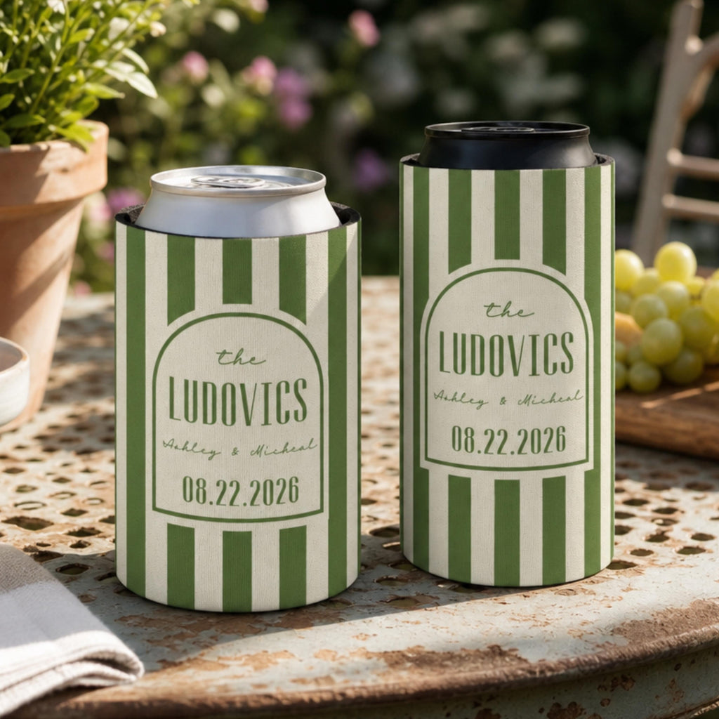 Personalized Wedding Can Coolers, Custom Monogrammed Can Coolers, Custom Can Coolers, Custom Wedding Favors, Party Favors (CZ513)