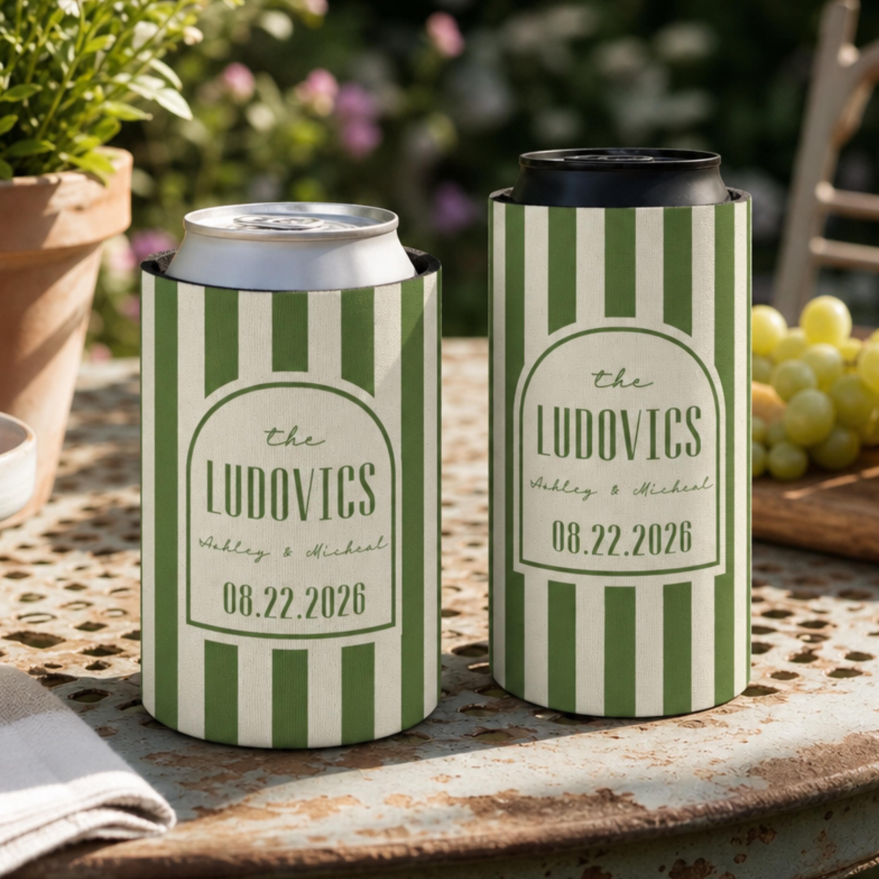 Personalized Wedding Can Coolers, Custom Monogrammed Can Coolers, Custom Can Coolers, Custom Wedding Favors, Party Favors (CZ513)