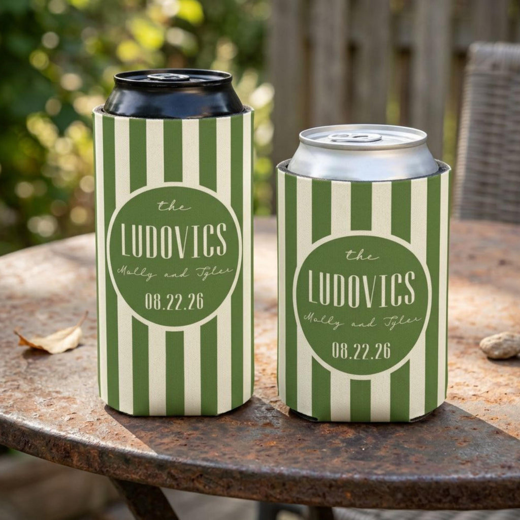 Personalized Wedding Can Coolers, Custom Monogrammed Can Coolers, Custom Can Coolers, Custom Wedding Favors, Party Favors (CZ508)