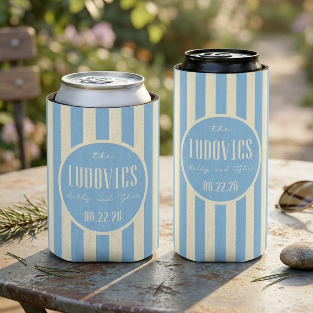 Personalized Wedding Can Coolers, Custom Monogrammed Can Coolers, Custom Can Coolers, Custom Wedding Favors, Party Favors (CZ508)