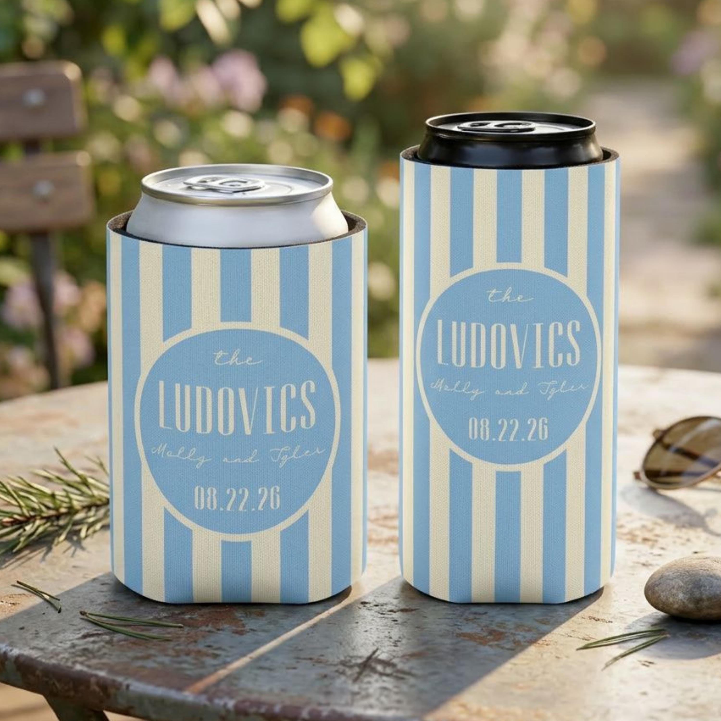 Personalized Wedding Can Coolers, Custom Monogrammed Can Coolers, Custom Can Coolers, Custom Wedding Favors, Party Favors (CZ508)