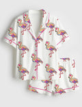 Flamingo Pajama Set, Tropical Summer Sleepwear, Beach Vacation Loungewear Gift for Women