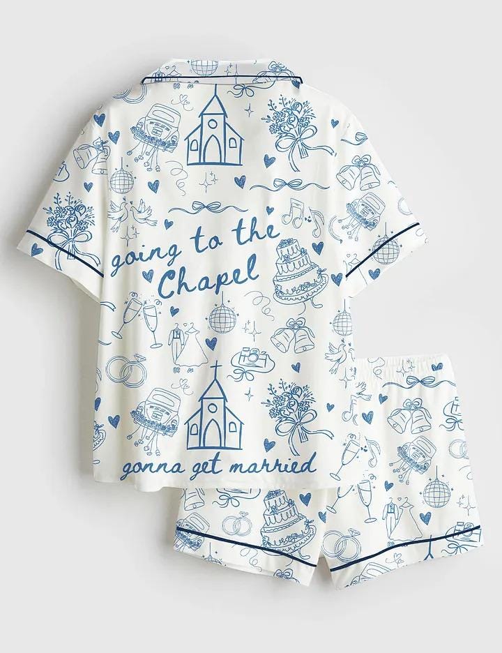 Est 2026 Going To The Chapel Satin Pajamas, Wedding Day Bridal Party Pjs, Silky Bride Sleepwear, Wife Future Mrs Lounge Set, Wedding Gift