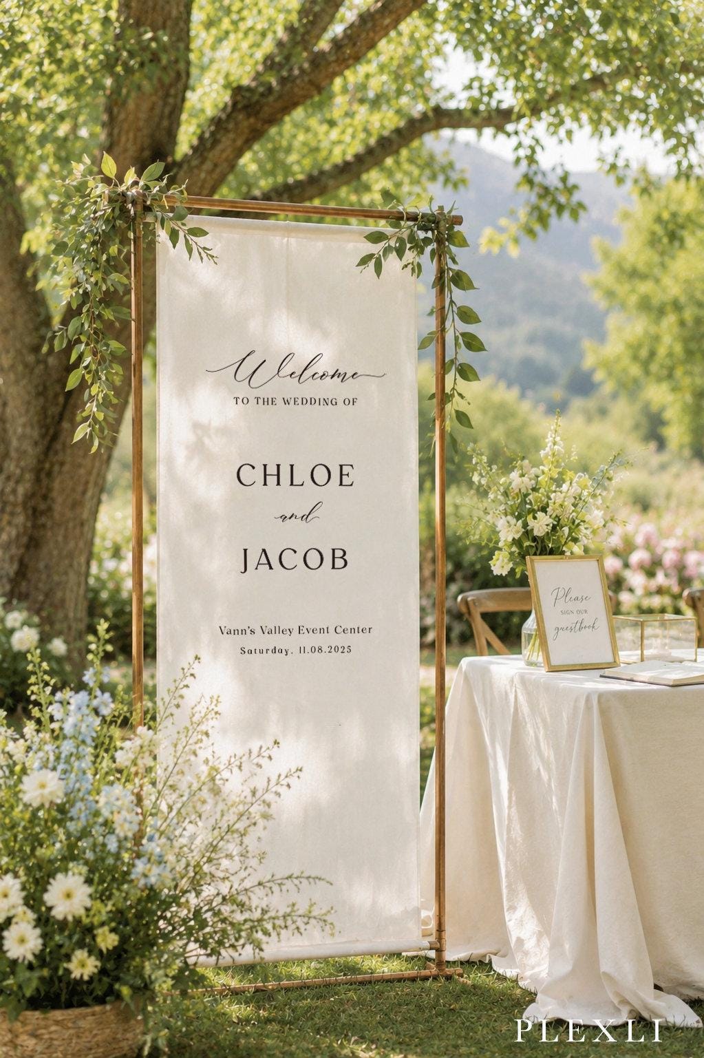 Personalized Linen Wedding Welcome Sign, Custom Fabric Banner, Wedding Decoration, Engagement Party Sign, Fabric Ceremony Sign