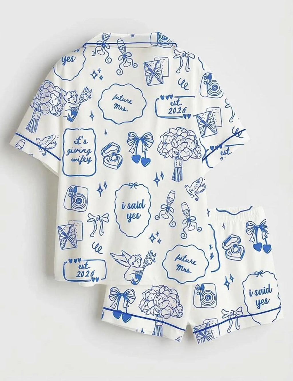2026 Future Mrs Pajamas, Custom Wedding Timeline Satin PJ Set, Chapel Bridal Party Sleepwear, Hand Drawn Wifey PJs, Engagement Gift for Her