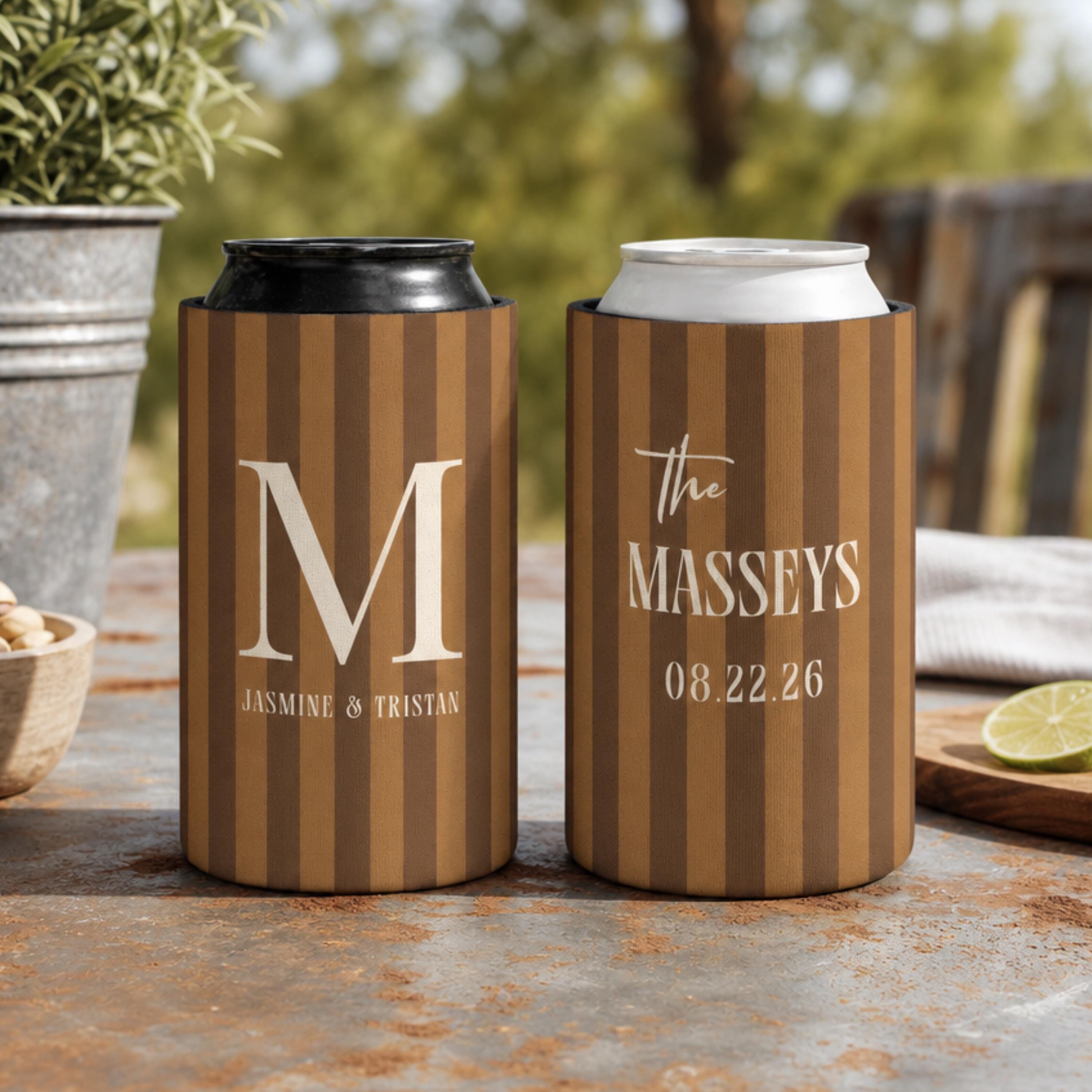 Personalized Wedding Can Coolers, Custom Monogrammed Can Coolers, Custom Can Coolers, Custom Wedding Favors, Party Favors (CZ535)