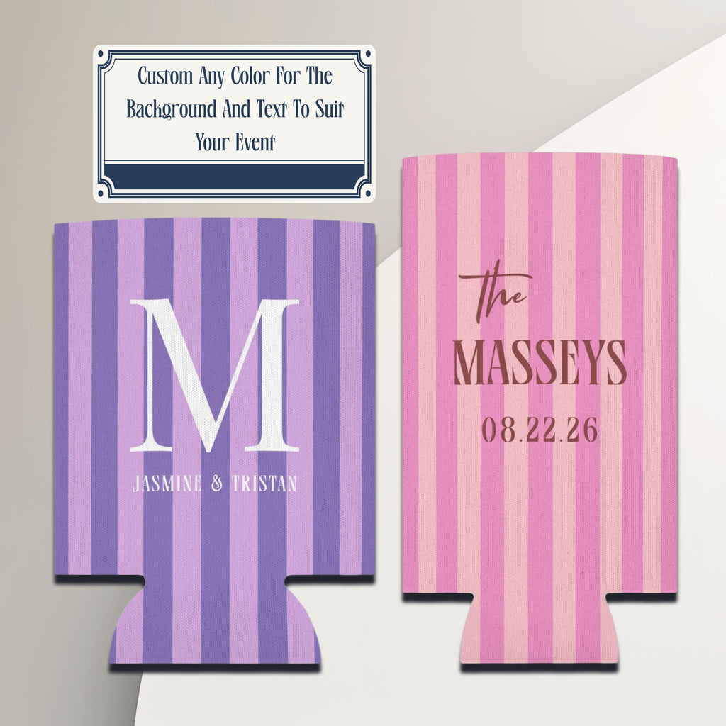 Personalized Wedding Can Coolers, Custom Monogrammed Can Coolers, Custom Can Coolers, Custom Wedding Favors, Party Favors (CZ535)