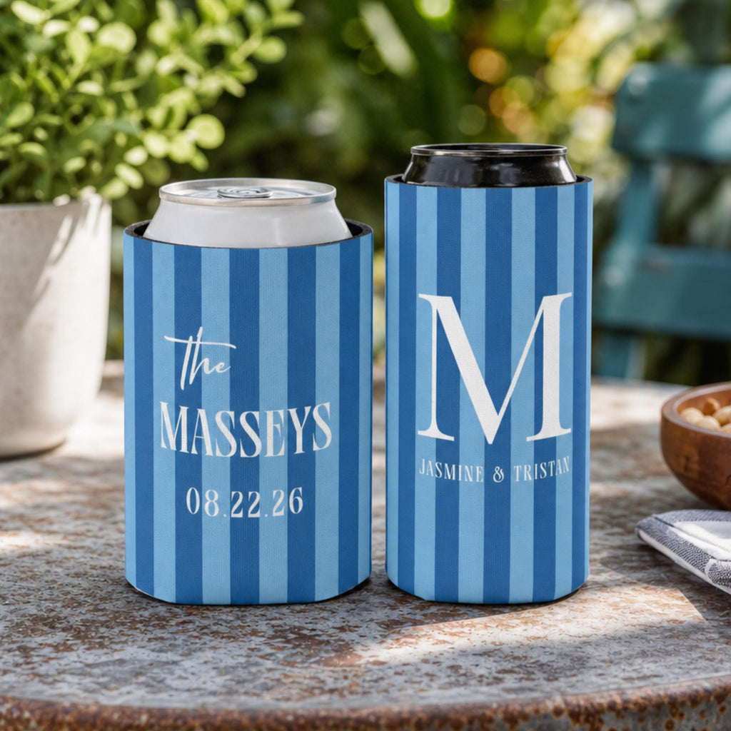 Personalized Wedding Can Coolers, Custom Monogrammed Can Coolers, Custom Can Coolers, Custom Wedding Favors, Party Favors (CZ535)