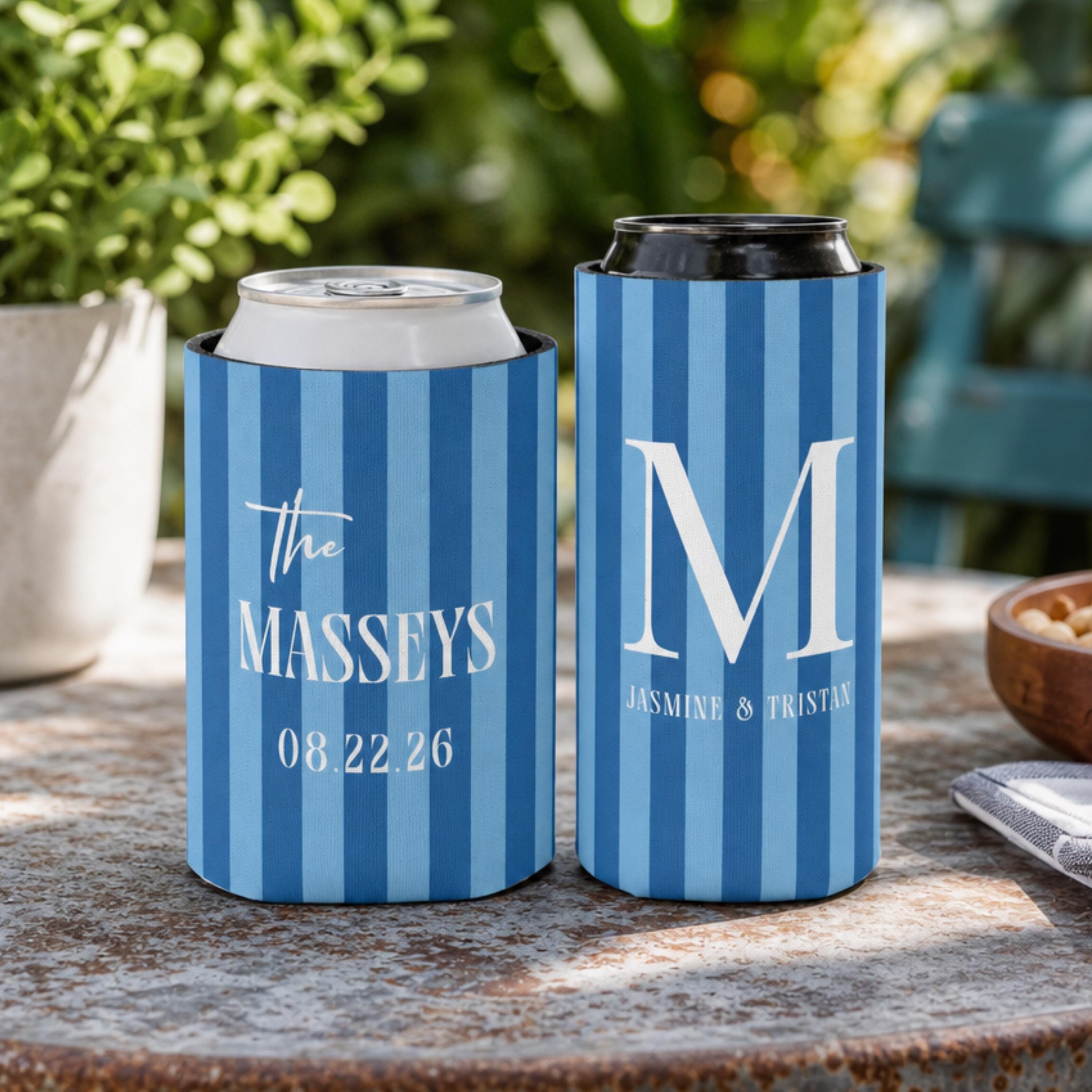 Personalized Wedding Can Coolers, Custom Monogrammed Can Coolers, Custom Can Coolers, Custom Wedding Favors, Party Favors (CZ535)