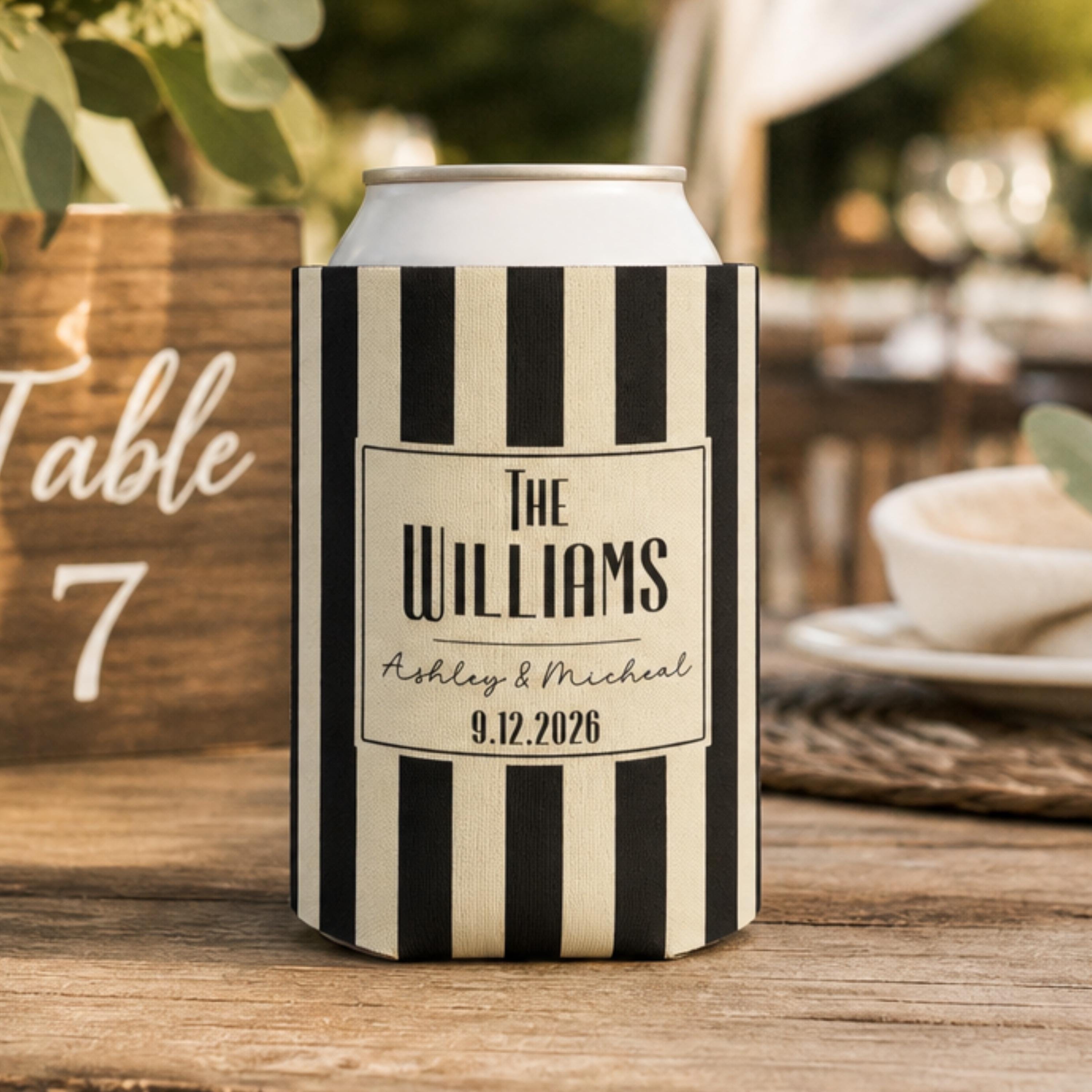 Personalized Wedding Can Coolers, Custom Monogrammed Can Coolers, Custom Can Coolers, Custom Wedding Favors, Party Favors (CZ526)