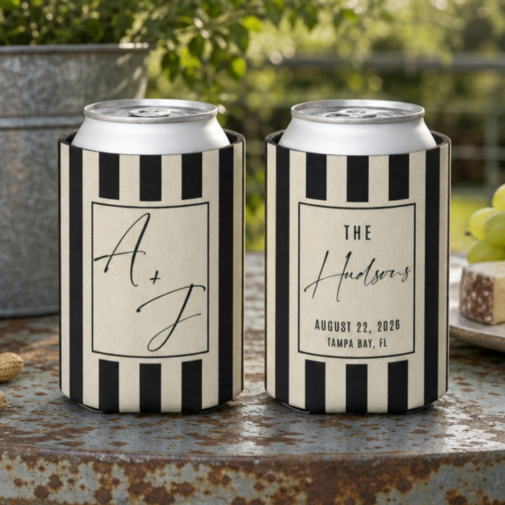 Personalized Wedding Can Coolers, Custom Monogrammed Can Coolers, Custom Can Coolers, Custom Wedding Favors, Party Favors (CZ530)
