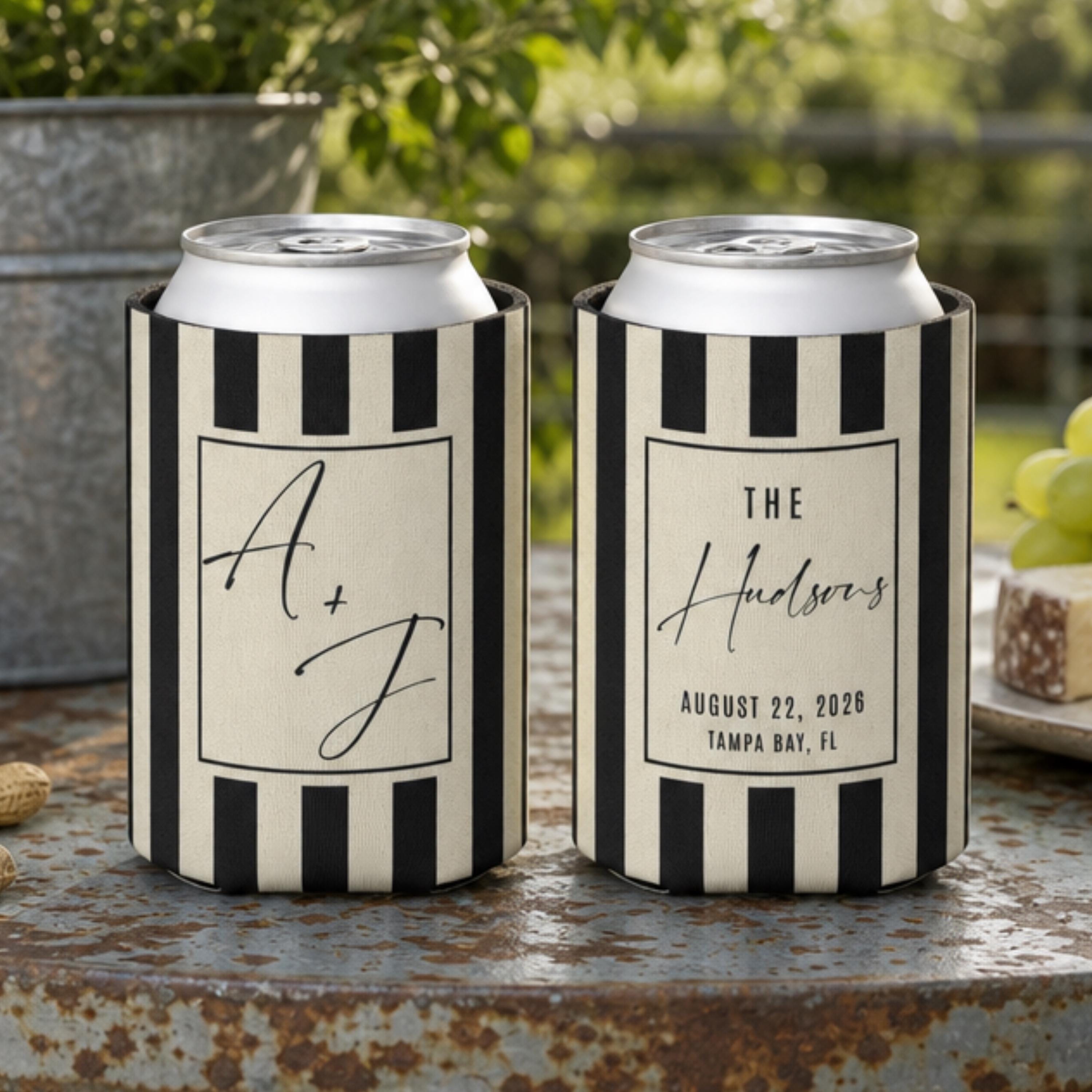 Personalized Wedding Can Coolers, Custom Monogrammed Can Coolers, Custom Can Coolers, Custom Wedding Favors, Party Favors (CZ530)