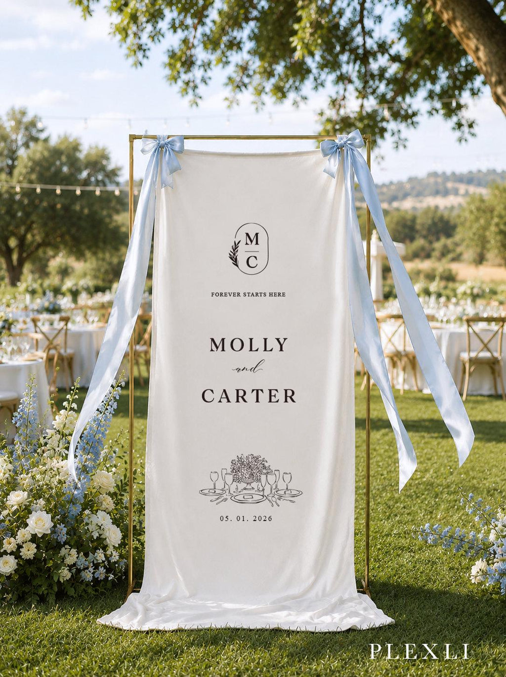 Personalized Linen Wedding Welcome Sign, Custom Fabric Banner, Wedding Decoration, Engagement Party Sign, Fabric Ceremony Sign