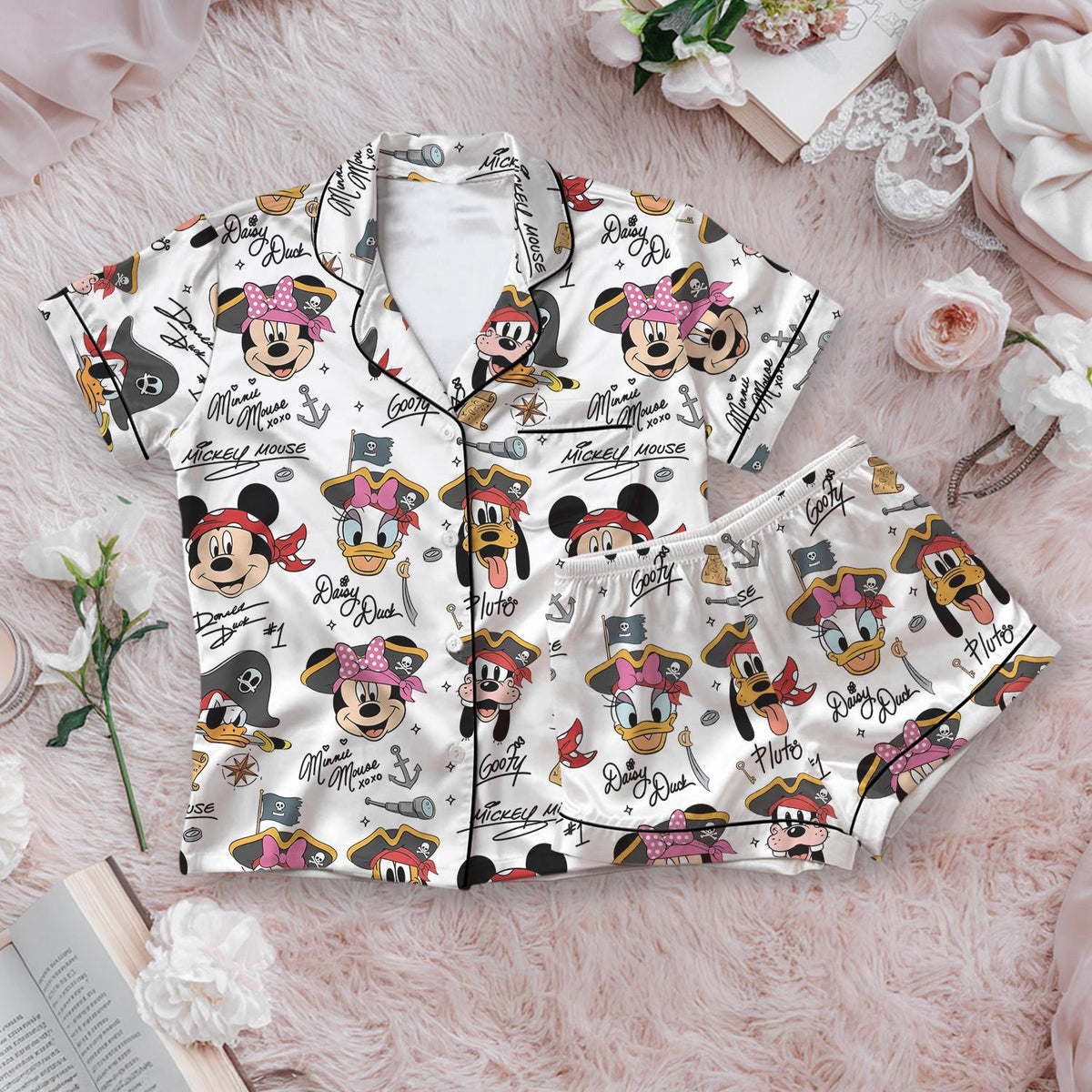 Disney Pirates Mickey and Friends Pajama Set, Colorful Pirate Ship Sleepwear, Donald Daisy Pluto Goofy Set, Disney Cruise Vacation Pjs