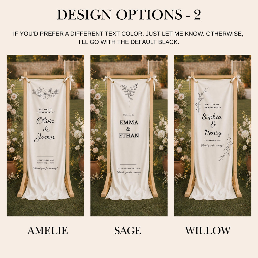 Custom Wedding Entrance Banner with Wooden Stand