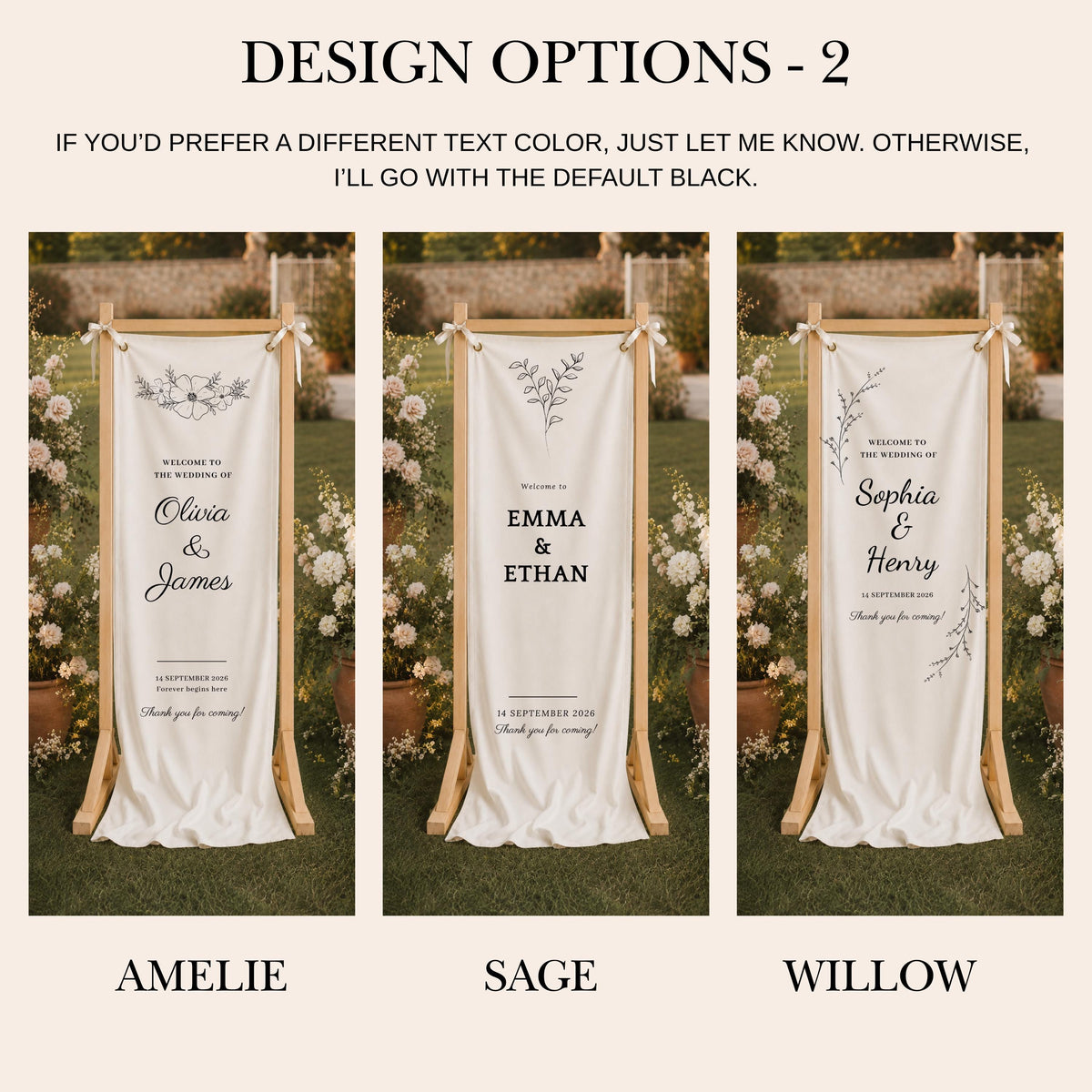 Custom Wedding Entrance Banner with Wooden Stand