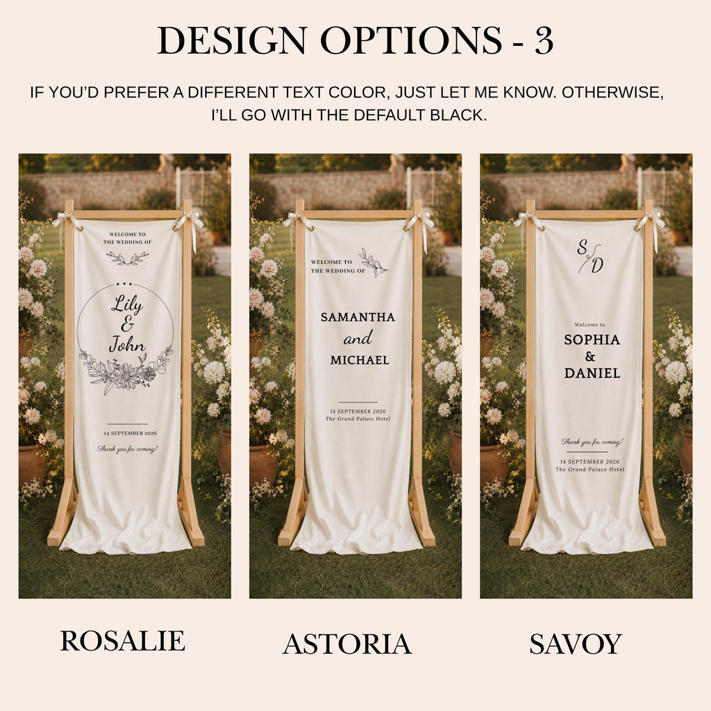 Custom Wedding Entrance Banner with Wooden Stand